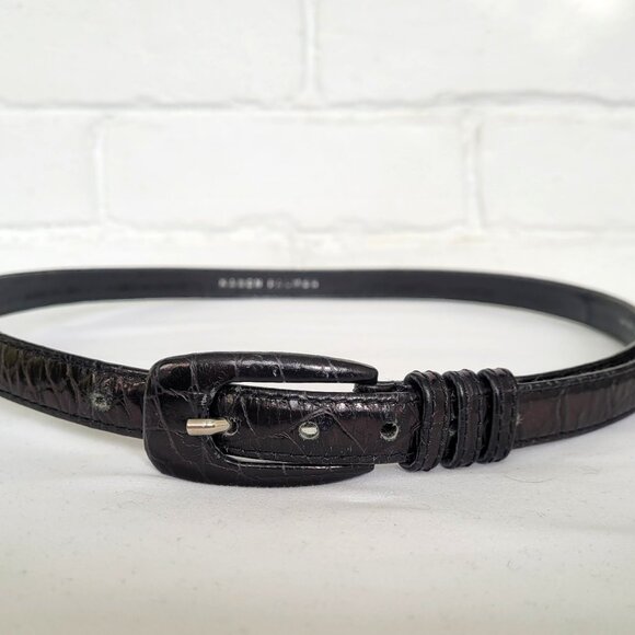 Karen Palmer for Holt Renfrew Brown Croc Embossed Belt Size M - Picture 2 of 6